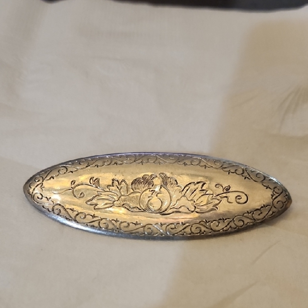 Pewter Floral Engraved Brooch